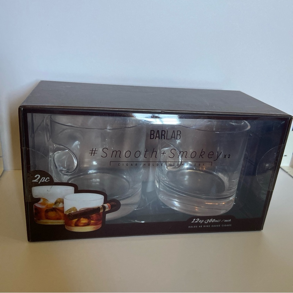 Bar Lab Smooth & Smokey Cigar Holder Tumblers 12oz
